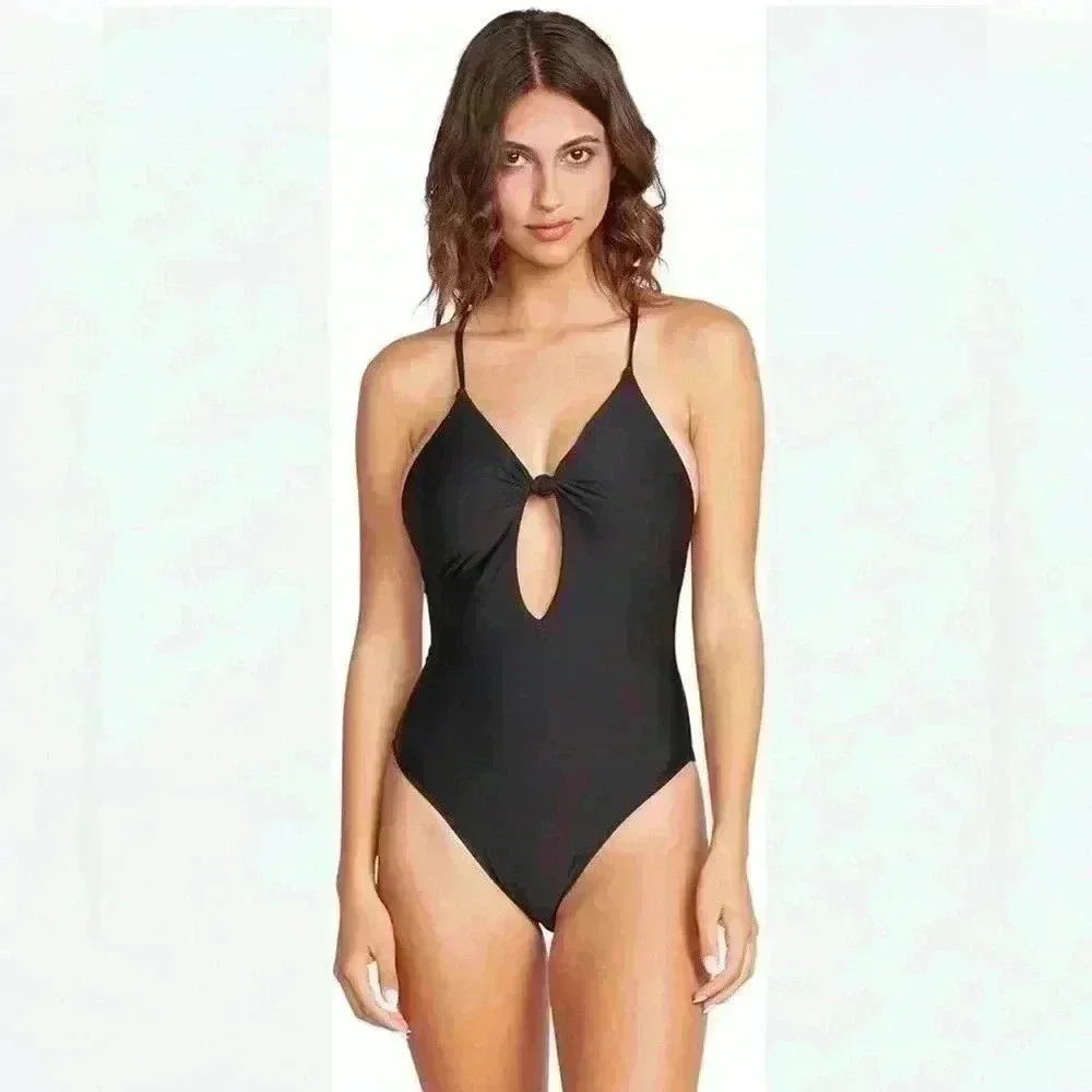Black Volcom One Piece Bathing Suit  in Black Size Medium